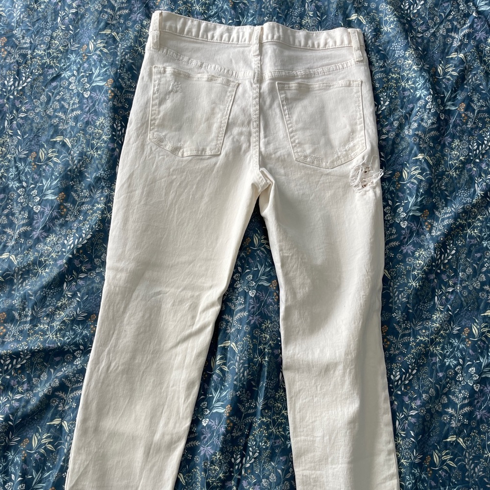 Free People Distressed White Jeans
